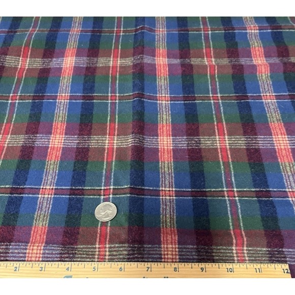 Quilt Craft Fabric Wool Multicolor Plaid Material Blue Red Green White - Picture 2 of 7